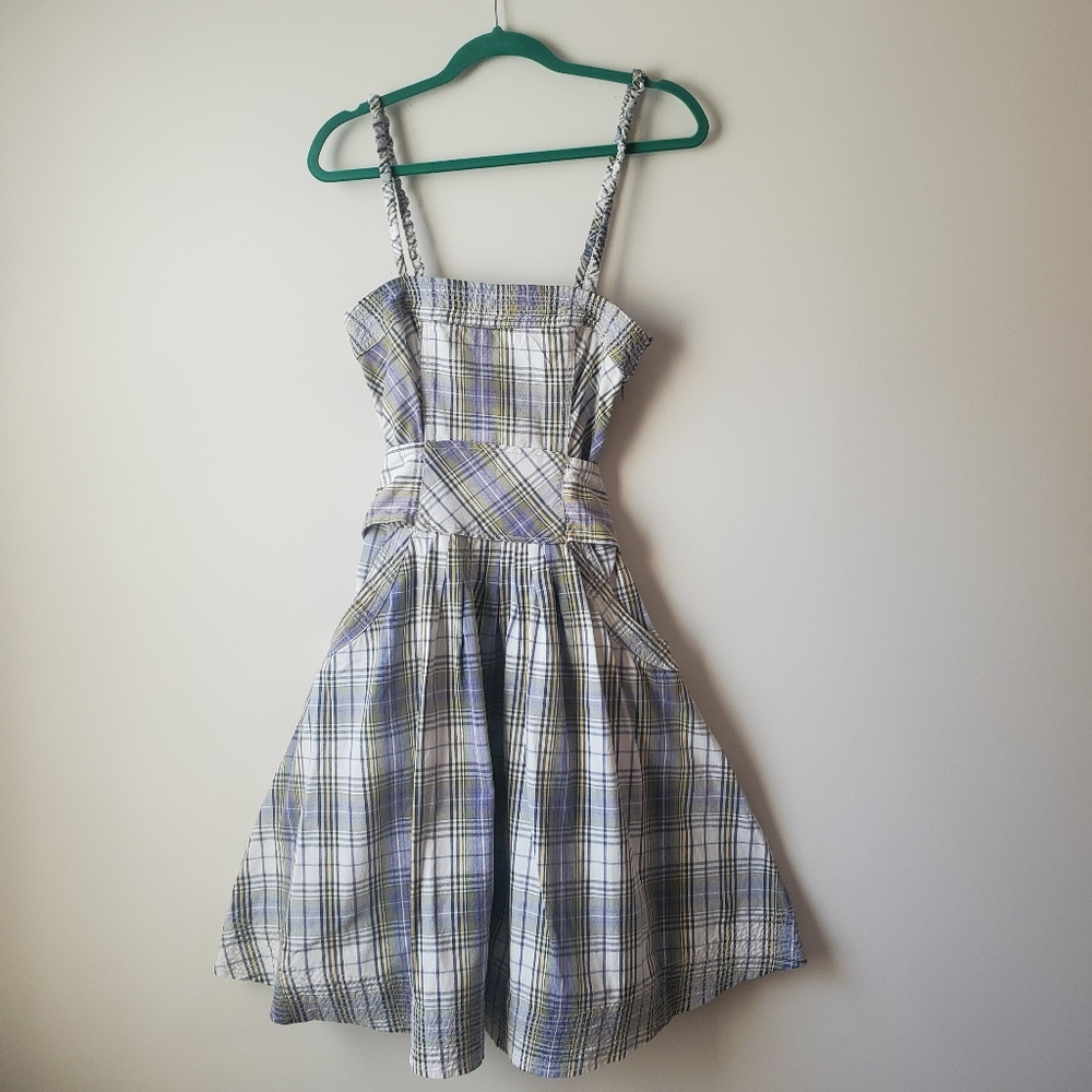 Vintage Free People Plaid Sleeveless A-Line Dress